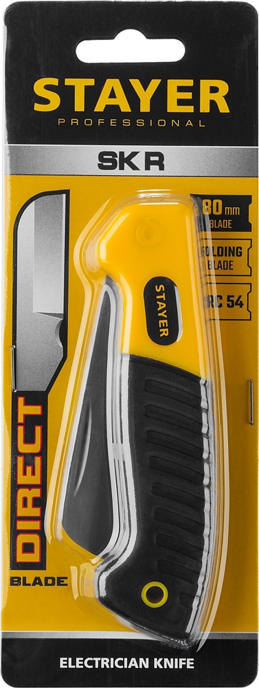 STAYER  прямое лезвие, монтерский складной нож, Professional (45408) 45408
