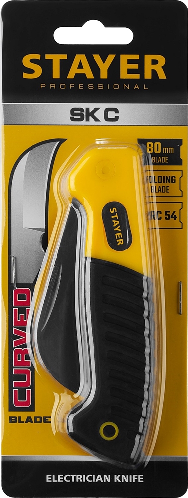 STAYER  изогнутое лезвие, монтерский складной нож, Professional (45409) 45409
