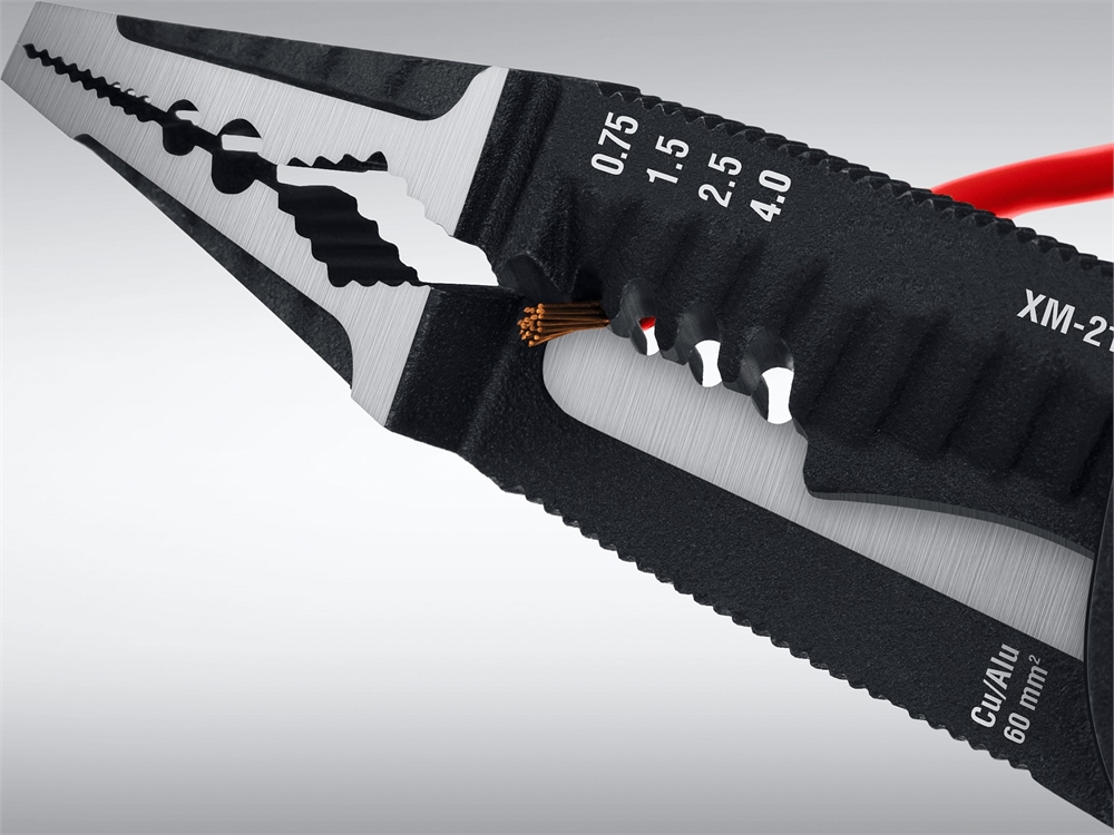 STAYER  XM-21, резка d 14мм, зачистка 0.75 – 25 мм2, кримпер 2.5 мм2, плоскогубцы 210 мм, многофункциональные клещи, Professional (23342-21) 23342-21