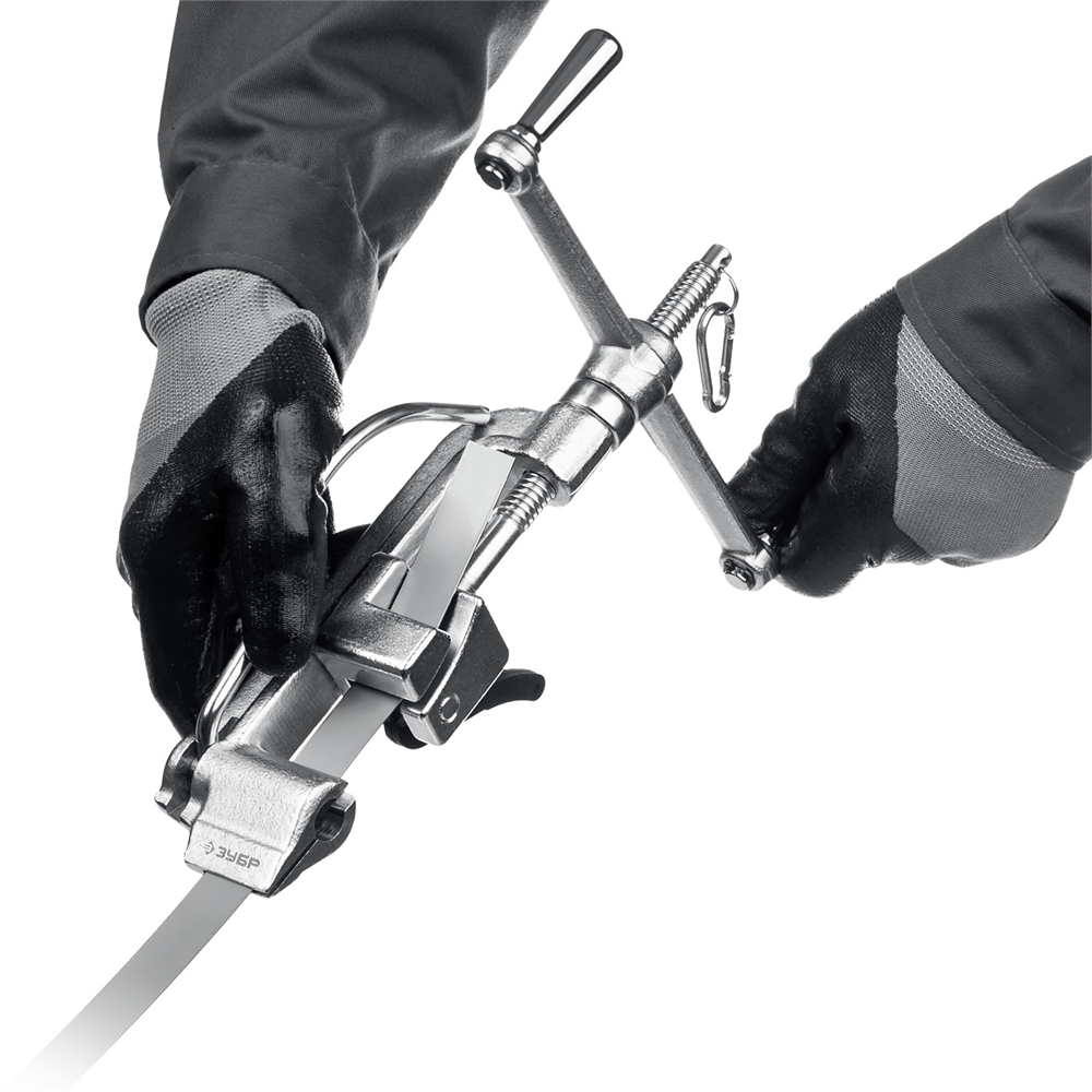 ЗУБР  ИНВ-20, 2 в 1, инструмент для натяжения и резки стальной монтажной ленты, Профессионал (22627) 22627