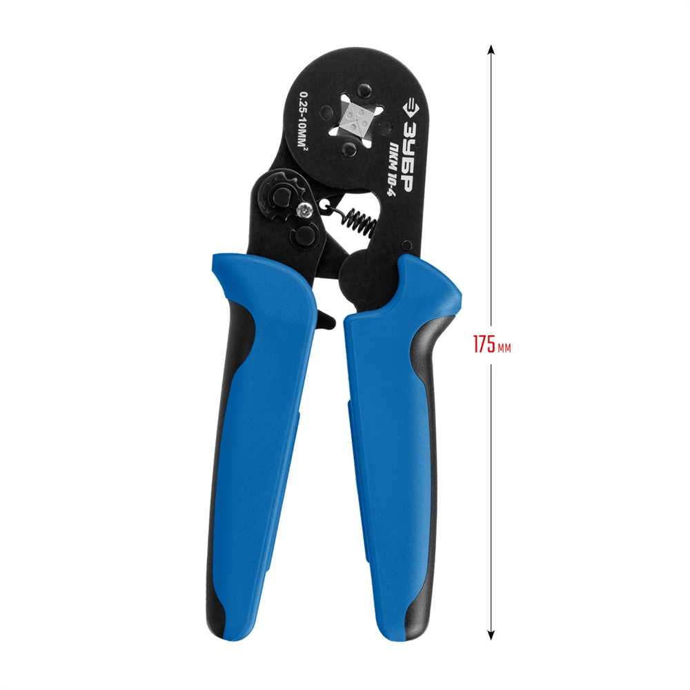 ЗУБР  ПКМ-10-4, 0.25 - 10 мм2, с квадратным профилем, мультидиапазонные пресс-клещи, Профессионал (22695) 22695