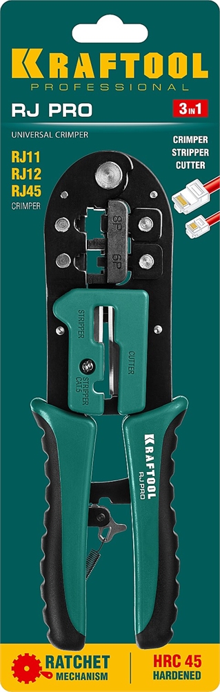 KRAFTOOL  RJ-Pro, (RJ45, RJ11,RJ12), универсальный кримпер (22698) 22698