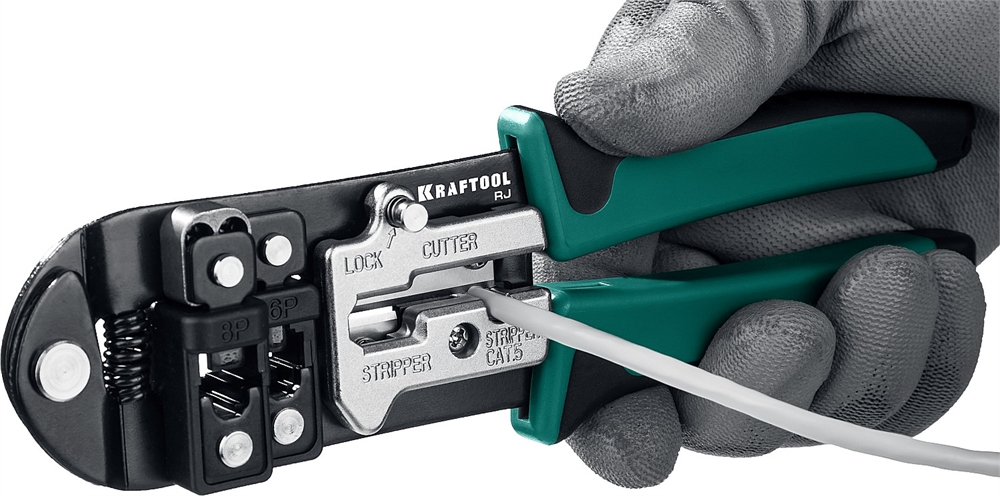 KRAFTOOL  RJ, (RJ45, RJ11,RJ12), универсальный кримпер (22699) 22699