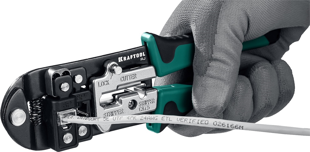 KRAFTOOL  RJ, (RJ45, RJ11,RJ12), универсальный кримпер (22699) 22699