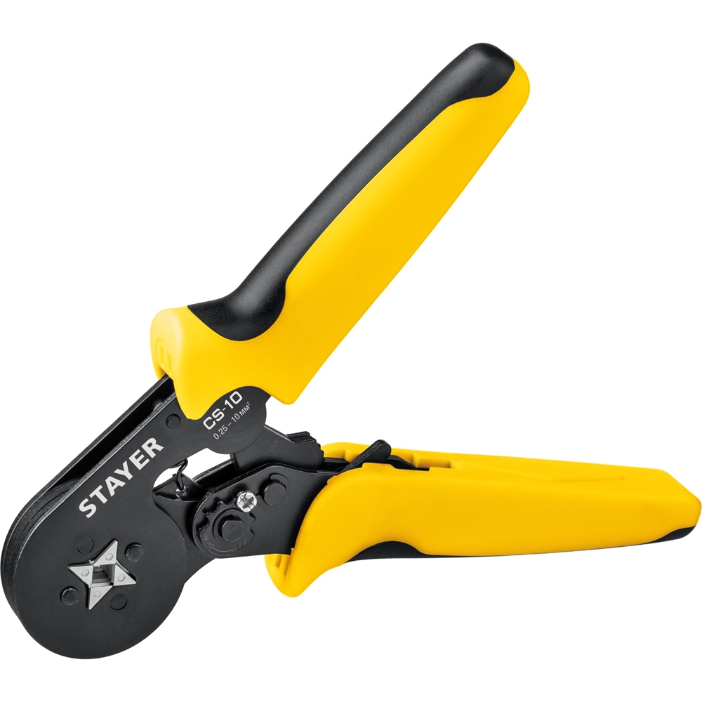 STAYER  CS-10, 0.25 - 10 мм2, мультидиапазонные пресс-клещи с квадратным профилем для втулочных наконечников, Professional (44447) 44447