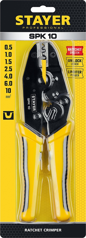 STAYER  SPK-10, 0.5 - 10 мм2, пресс-клещи для медных наконечников, Professional (45440) 45440