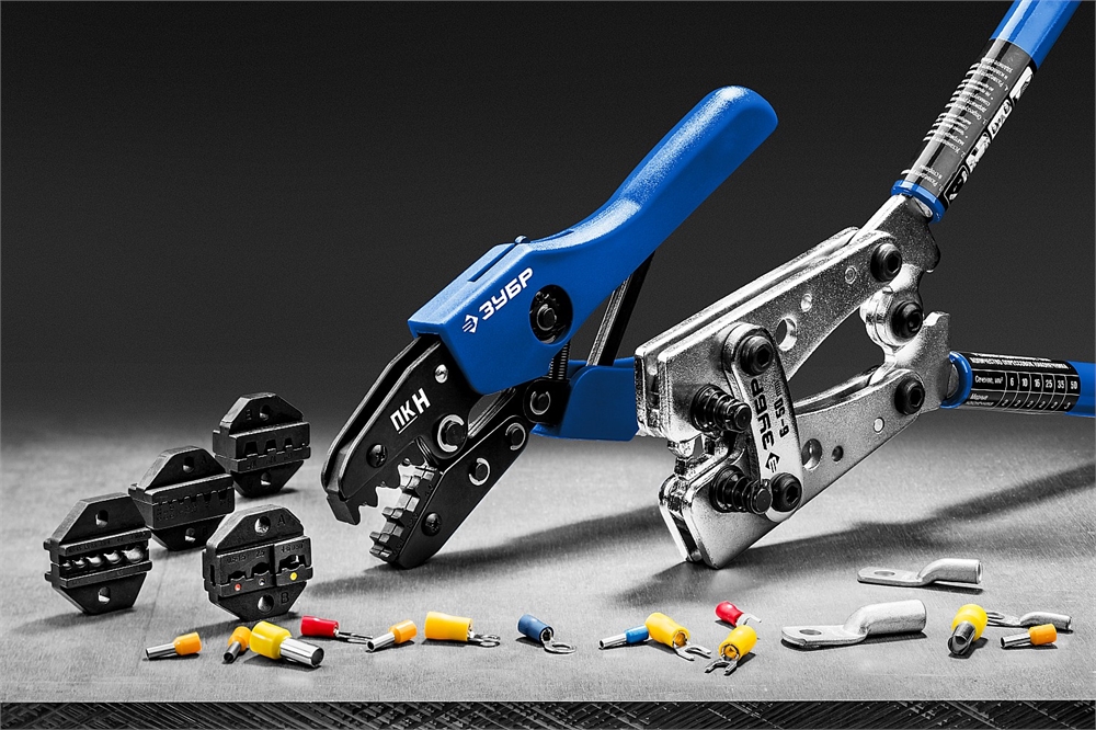 ЗУБР  ПК-Н, 5 матриц в кейсе, пресс-клещи для кабельных наконечников, Профессионал(45455) 45455