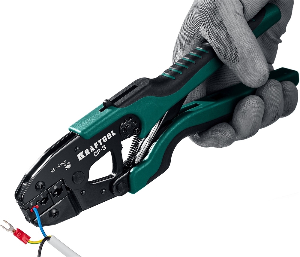 KRAFTOOL  CP-3, 0.5 - 6 мм2, для изолированных наконечников и соединительных муфт, пресс-клещи (45461-3) 45461-3