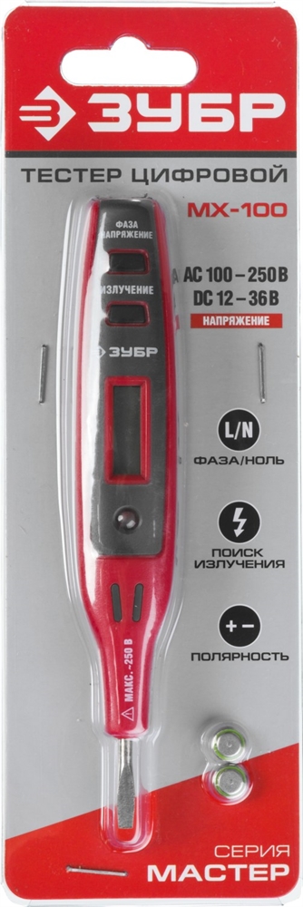 ЗУБР  DC 100 - 220 В, DC 12 - 36 В, поиск электромагнитного излучения, электрический пробник (45240) 45240