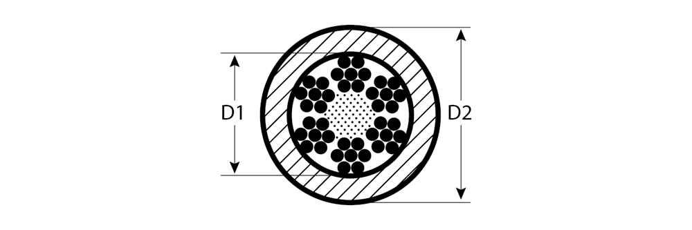 ЗУБР  DIN 3055, свивка 6 х 7 + IWS, 6 (8) мм, L 100 м, стальной трос в оплетке ПВХ, Профессионал (4-304120-06-08) 4-304120-06-08