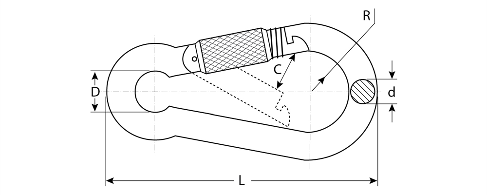 ЗУБР  DIN 5299D, 12 мм, 8 шт, карабин с предохранительной гайкой (4-304555-12) 4-304555-12