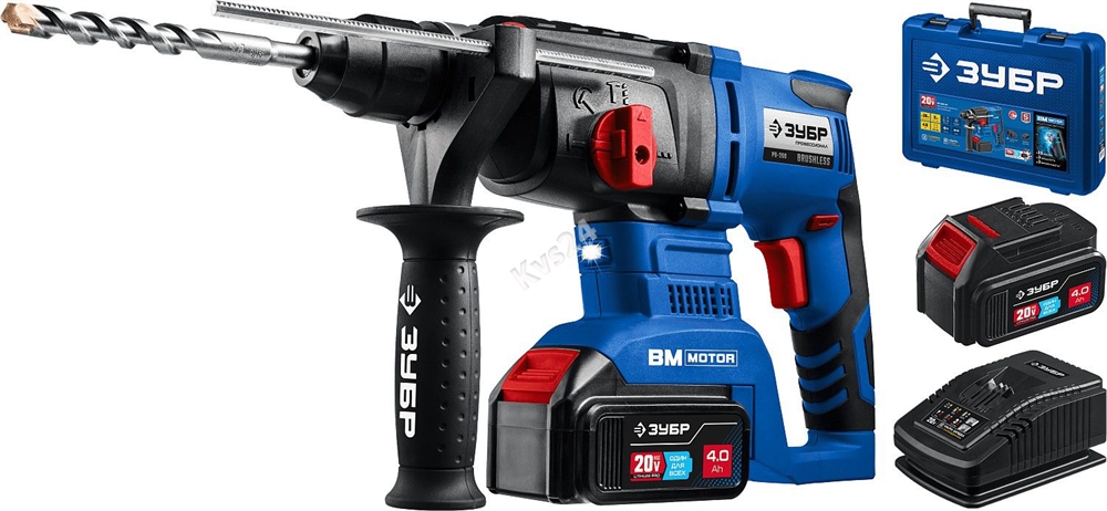 ЗУБР  Т7, 20 В, 26 мм, 2 АКБ (4 А·ч), бесщеточный перфоратор, кейс, Профессионал (PB-260-42) PB-260-42