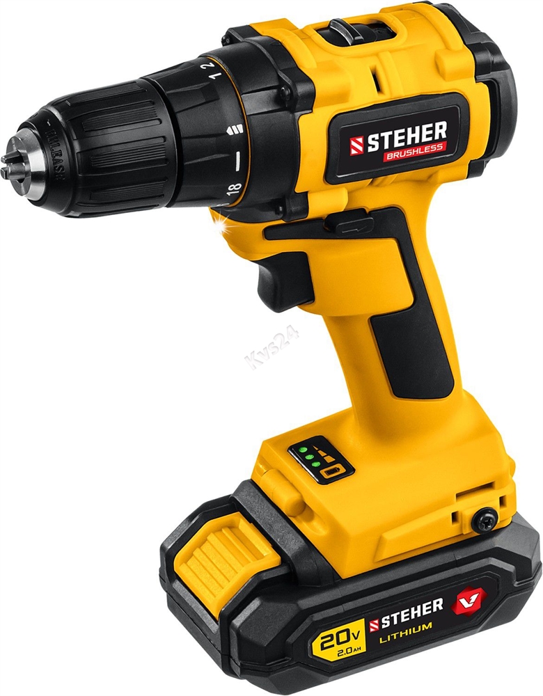 STEHER  V1, 20 В, 45 Н·м, 1 АКБ (2 А·ч), бесщеточная дрель-шуруповерт, кейс (CDB-200-1) CDB-200-1