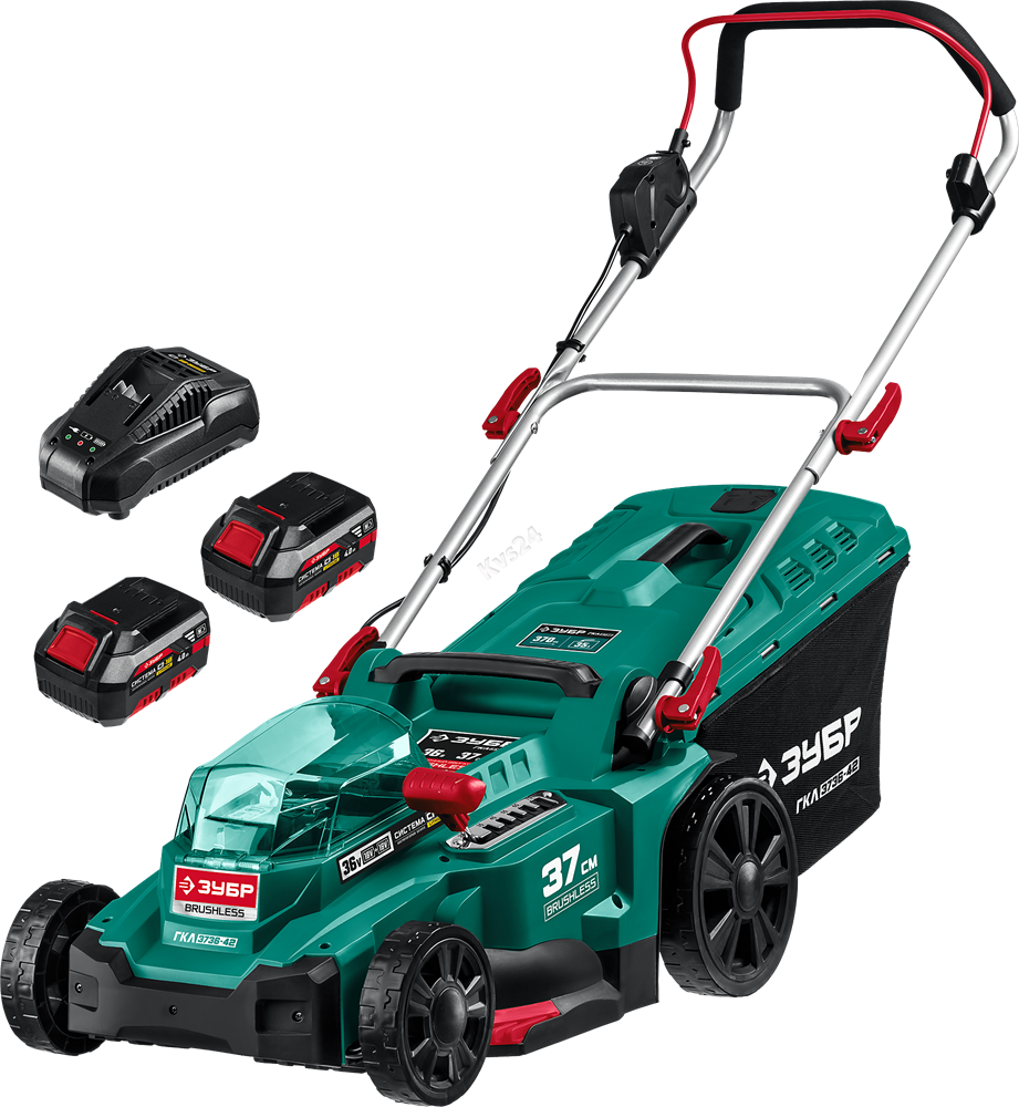 ЗУБР  С1-18, 36 В, 37 см, 2х18 В АКБ (4 А·ч), бесщеточная газонокосилка (ГКЛ-3736-42) ГКЛ-3736-42