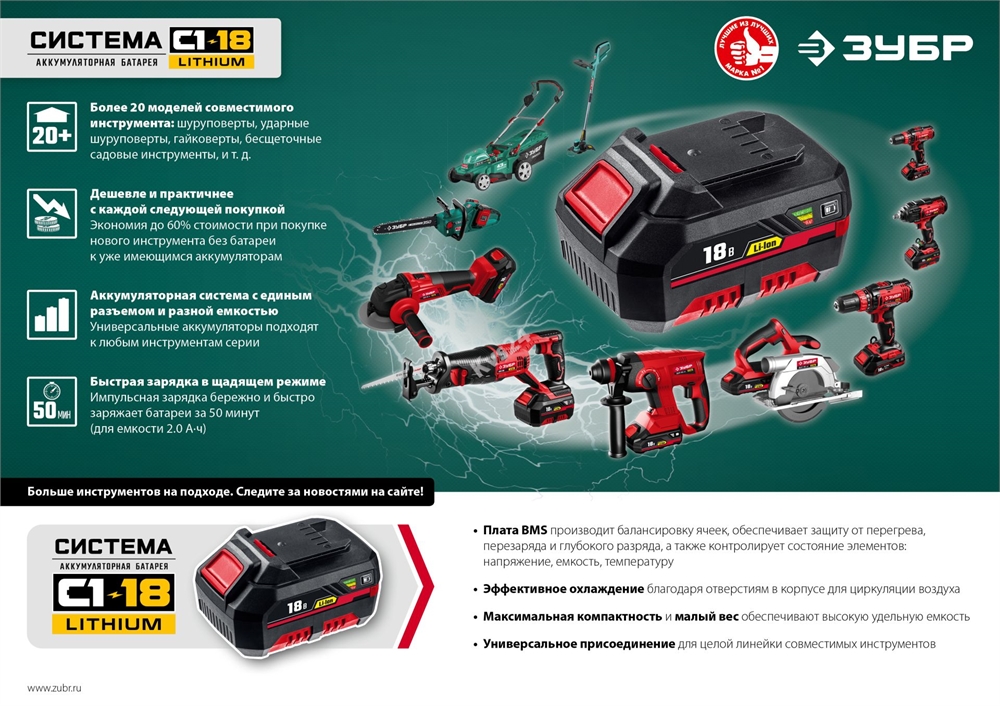 ЗУБР  С1-18, 36 В, 43 см, без АКБ, бесщеточная газонокосилка (ГКЛ-4336) ГКЛ-4336