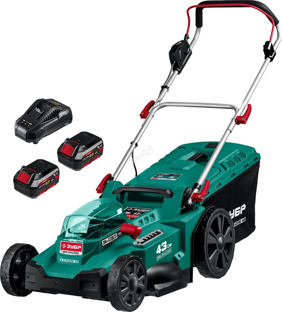 ЗУБР  С1-18, 36 В, 43 см, 2х18 В АКБ (4 А·ч), бесщеточная газонокосилка (ГКЛ-4336-42) ГКЛ-4336-42