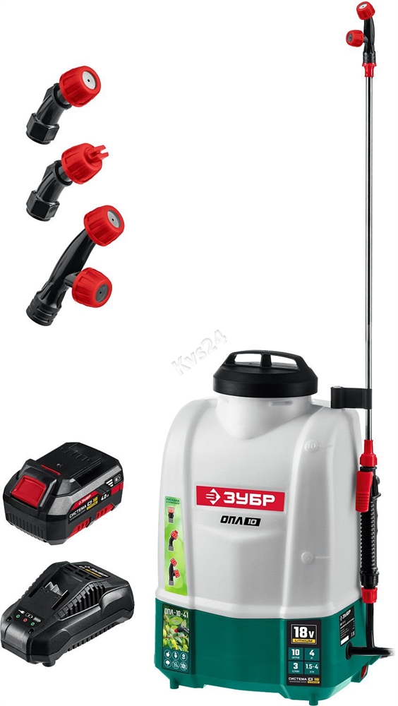 ЗУБР  10 л, 1 АКБ 4 А·ч, аккумуляторный опрыскиватель (ОПЛ-10-41) ОПЛ-10-41