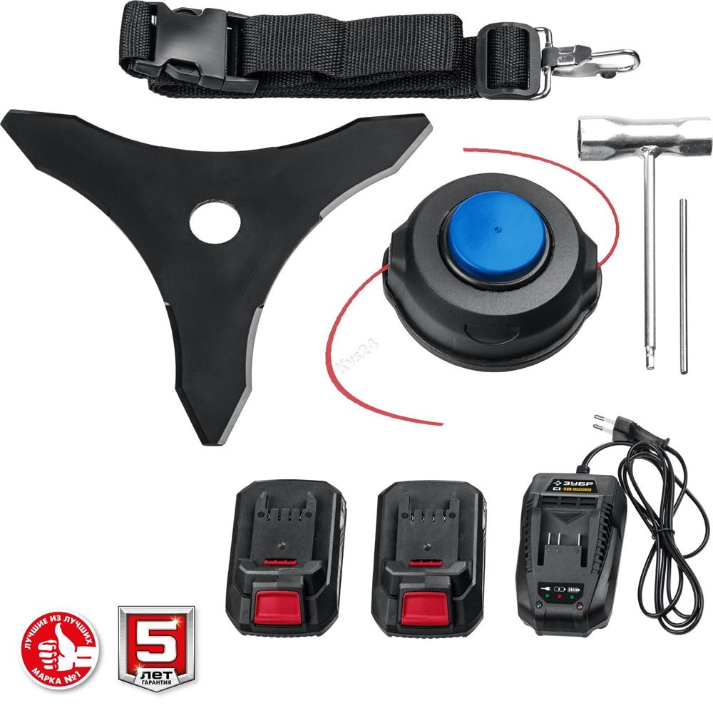 ЗУБР  С1-18, 36 В, 35/25.5 см, 2х18 В АКБ (2 А·ч), бесщеточный триммер (ТАБ-365-22) ТАБ-365-22