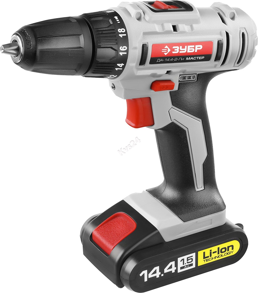 Дрель-шуруповерт ЗУБР 14.4 В 1.5 Ач Li-Ion ДА-14.4-2-Ли КМ1 ДА-14.4-2-Ли КМ1