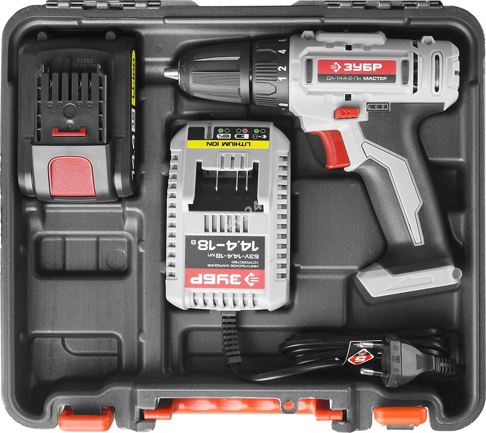 Дрель-шуруповерт ЗУБР 14.4 В 1.5 Ач Li-Ion ДА-14.4-2-Ли КМ1 ДА-14.4-2-Ли КМ1