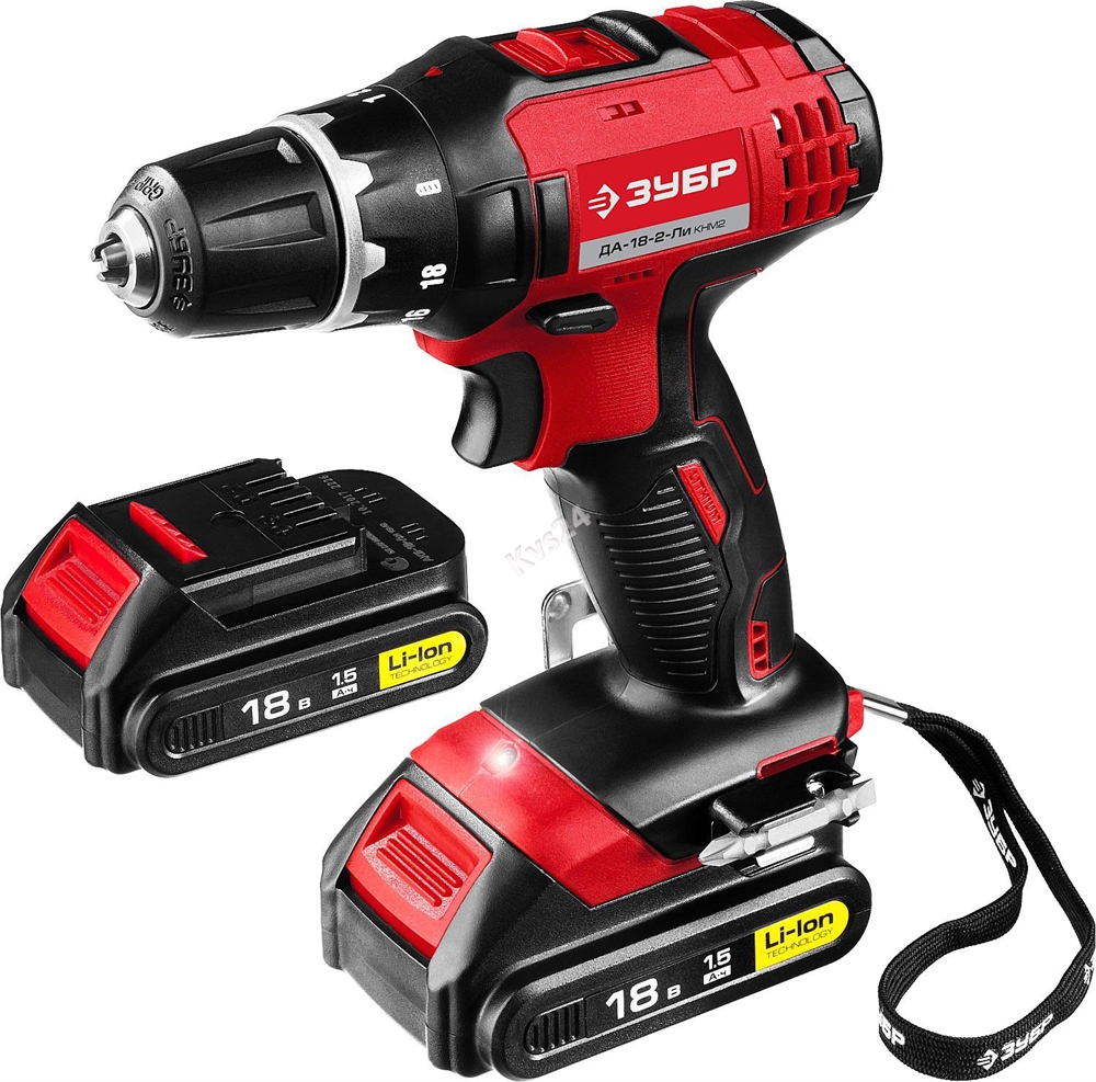 Дрель-шуруповерт ЗУБР 18 В 2 АКБ 1.5 Ач Li-Ion ДА-18-2-Ли КНМ2 ДА-18-2-Ли КНМ2