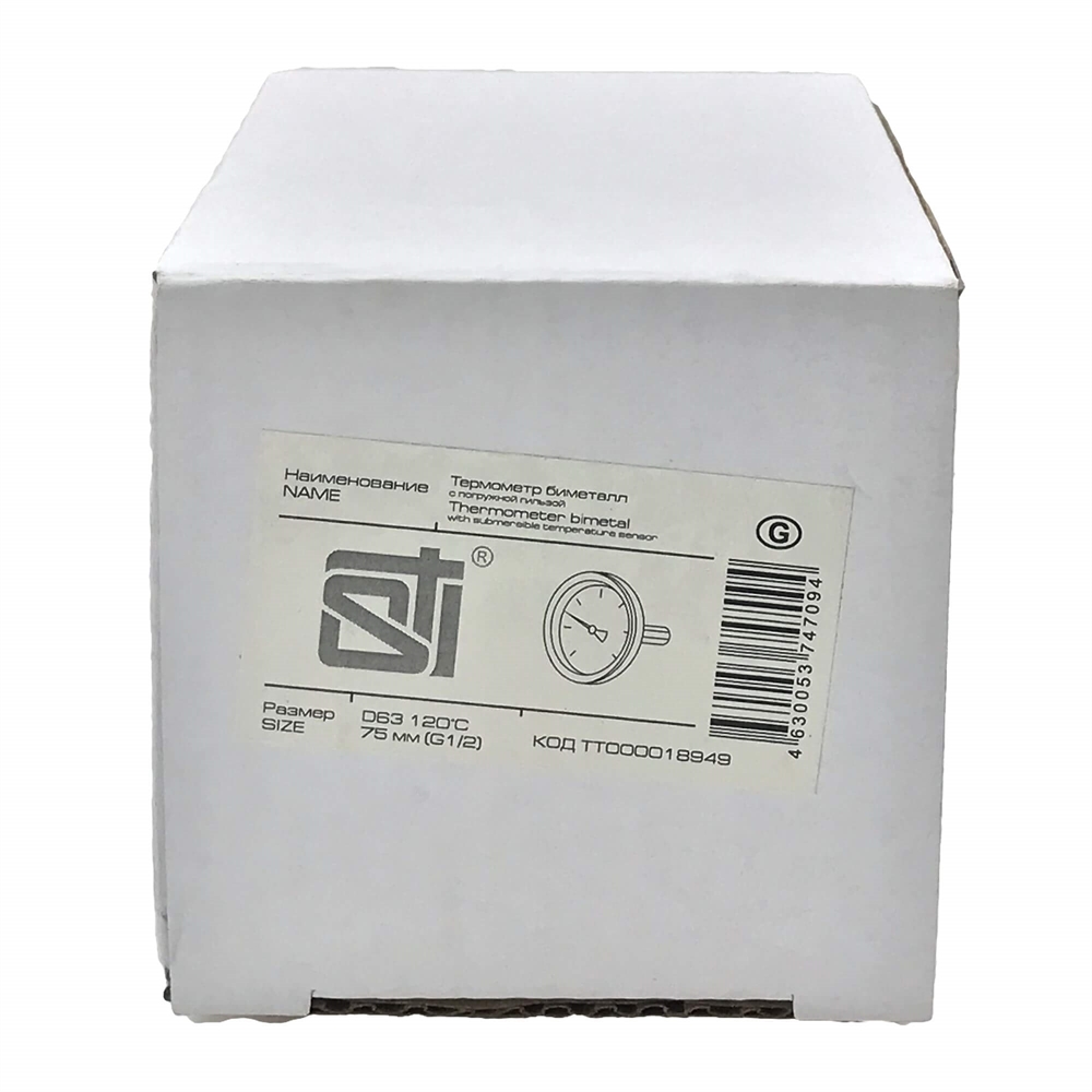 Термометр биметалл погружной STI ∅63 120°C (L75) т тт000018949