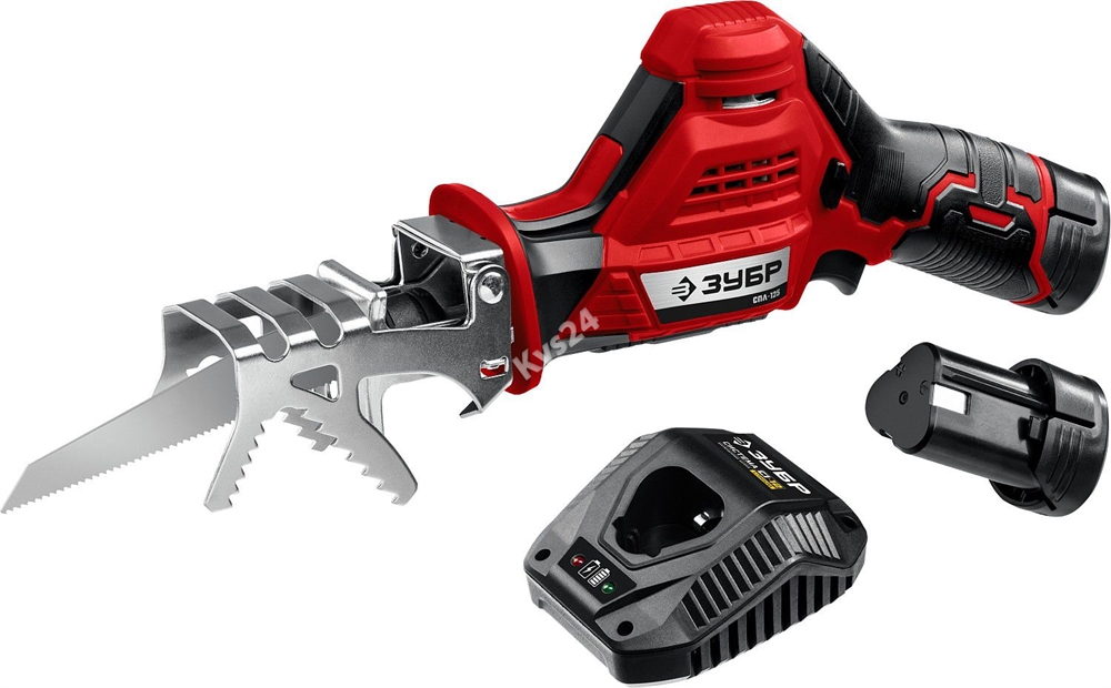 ЗУБР  С1-12, 12 В, 80 мм, 2 АКБ (2 А·ч), сабельная пила (СПЛ-125-22) СПЛ-125-22