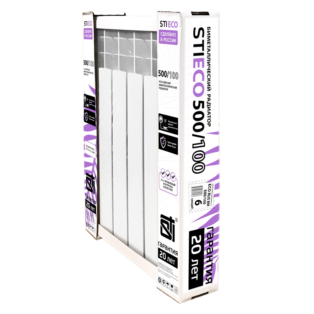 Биметаллический радиатор STI ECO RUS BM 500/100 6 сек. т тт000015903