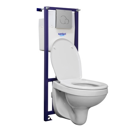 Подвесной унитаз Santeri Альфа комфорт ПЭК (инсталляция, сиденье SoftClose, кнопка хром) т тт000015500