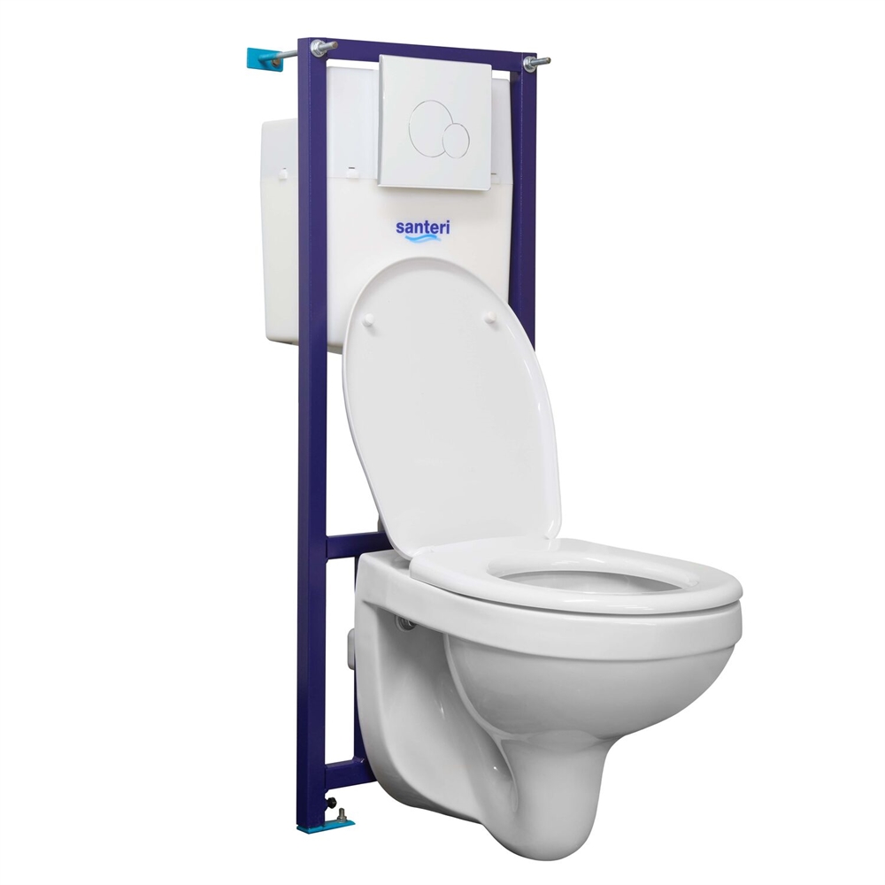 Подвесной унитаз Santeri Альфа комфорт ПЭК (инсталляция, сиденье SoftClose, белая кнопка) т тт000017416