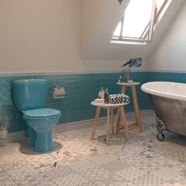 Унитаз-компакт Santeri Воротынский голубой (арматура и сиденье, косой выпуск) т cт000001454