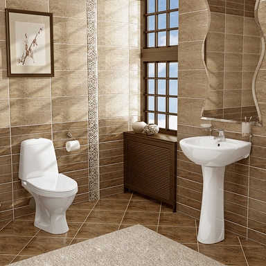 Унитаз-компакт Santeri Соната белый (арматура и сиденье, косой выпуск) т тт000014443