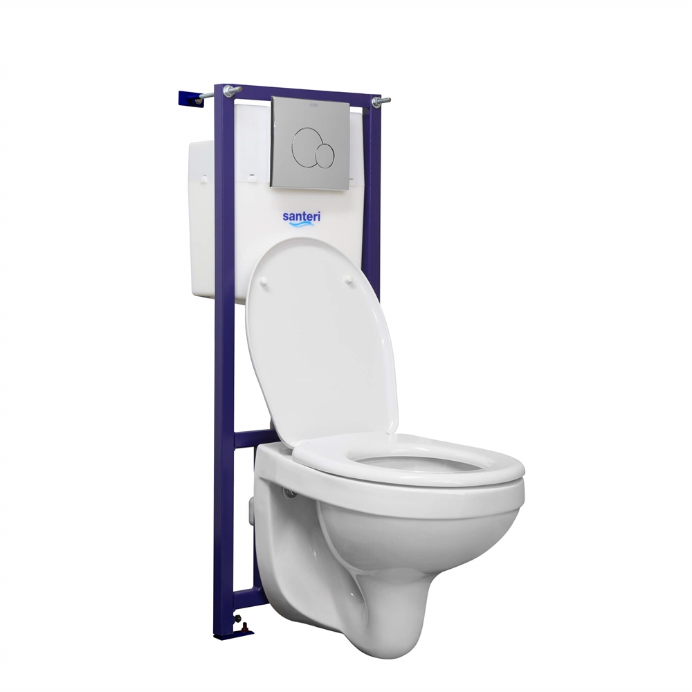 Подвесной унитаз Santeri Альфа ПЭК (инсталляция, сиденье, кнопка хром) т тт000019297