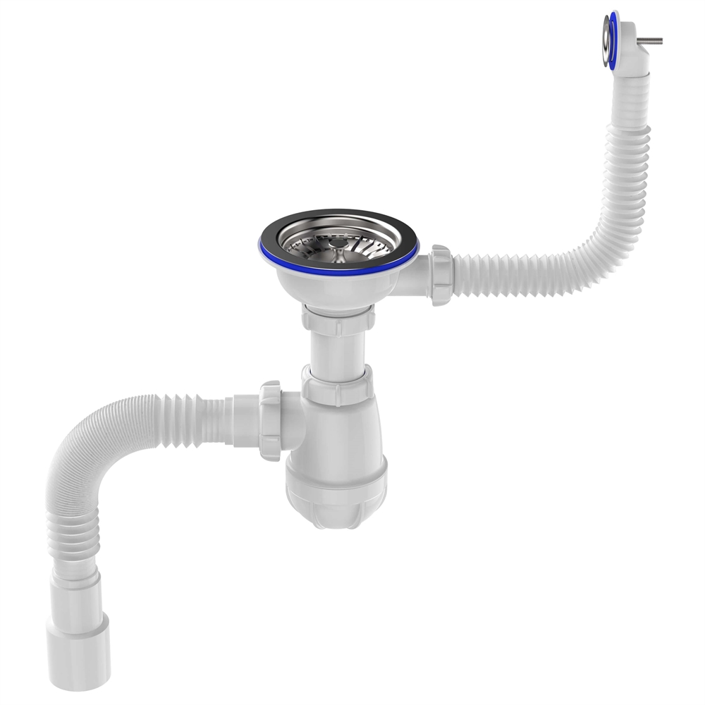 B0139 Сифон для мойки 3½"х40 с круглым переливом с гофротрубой 40х40-50 т тт000015815