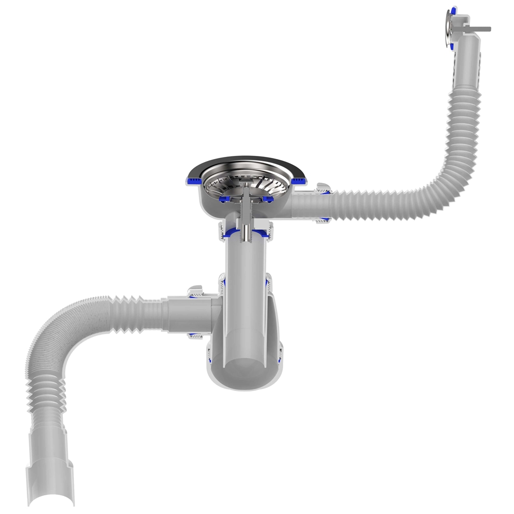 B0139 Сифон для мойки 3½"х40 с круглым переливом с гофротрубой 40х40-50 т тт000015815