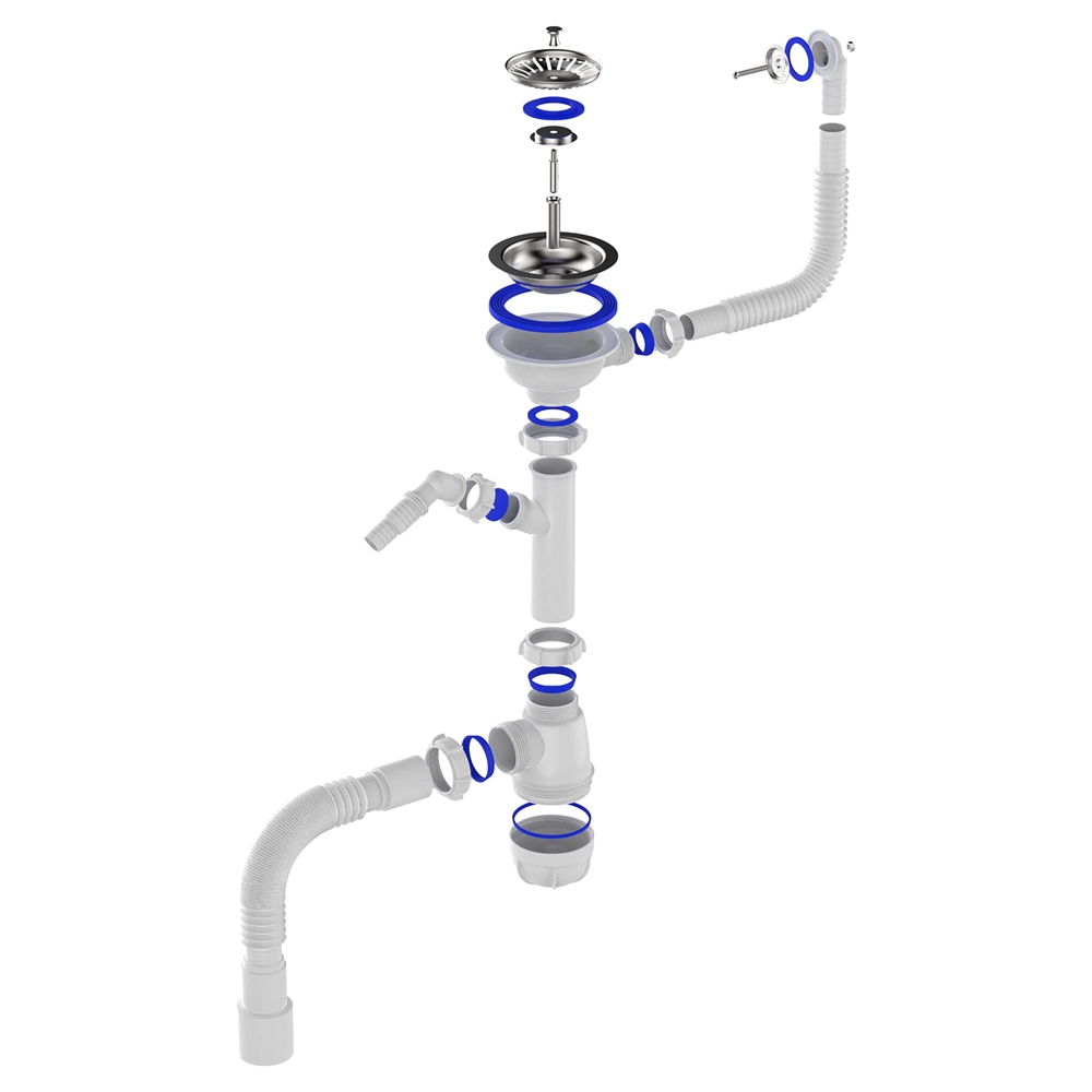 B0140 Сифон для мойки 3½"х40 с круглым переливом, отводом для стир. маш. и гофротрубой 40х40-50 т тт000017775