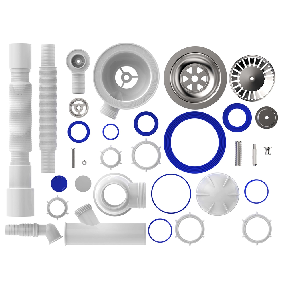 B0140 Сифон для мойки 3½"х40 с круглым переливом, отводом для стир. маш. и гофротрубой 40х40-50 т тт000017775