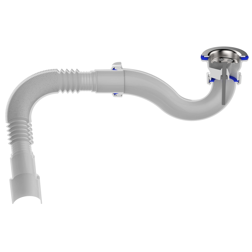 V145 Сифон для душевого поддона 1½"х40 прямоточный с гофротрубой 40х40-50 т тт000017776