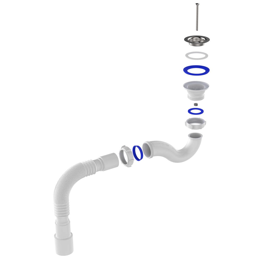 V145 Сифон для душевого поддона 1½"х40 прямоточный с гофротрубой 40х40-50 т тт000017776