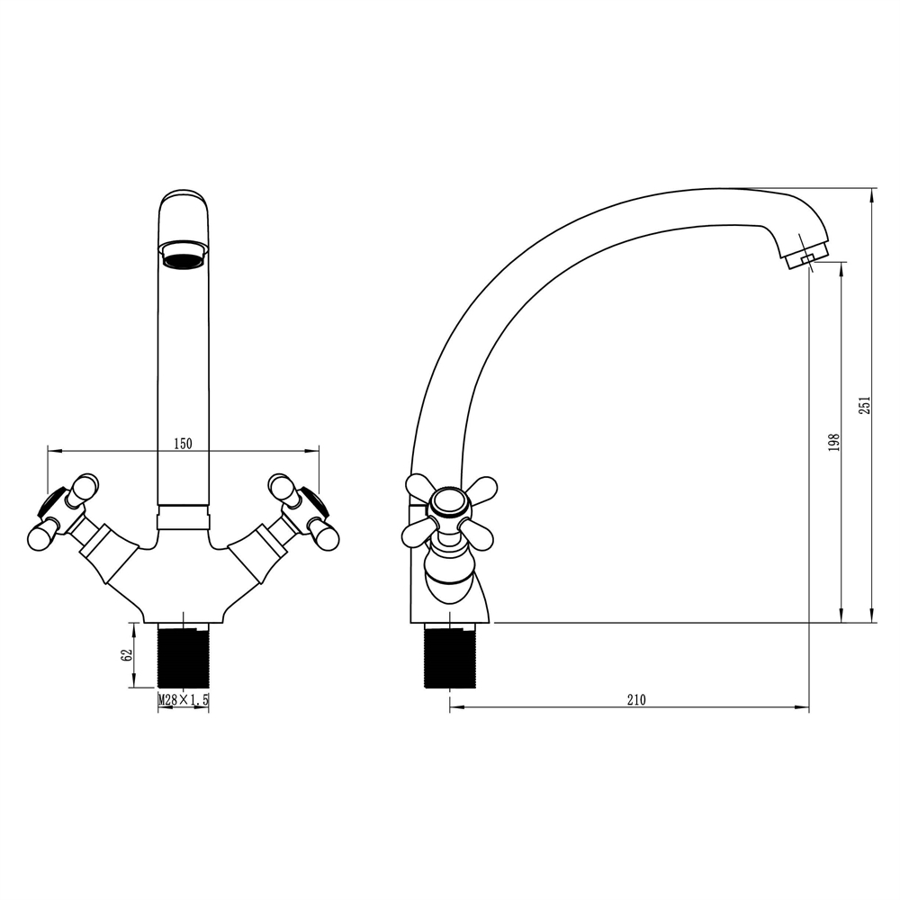 Смеситель для кухни Ligeya S42-301 с высоким изливом т тт000014632