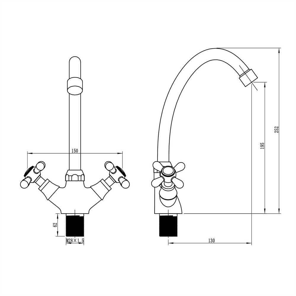 Смеситель для кухни Ligeya S49-301 с высоким изливом т тт000014634