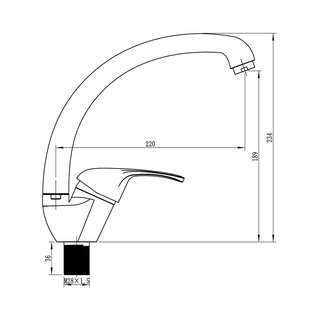 Смеситель для кухни Ligeya S59-021 с высоким изливом т тт000014635