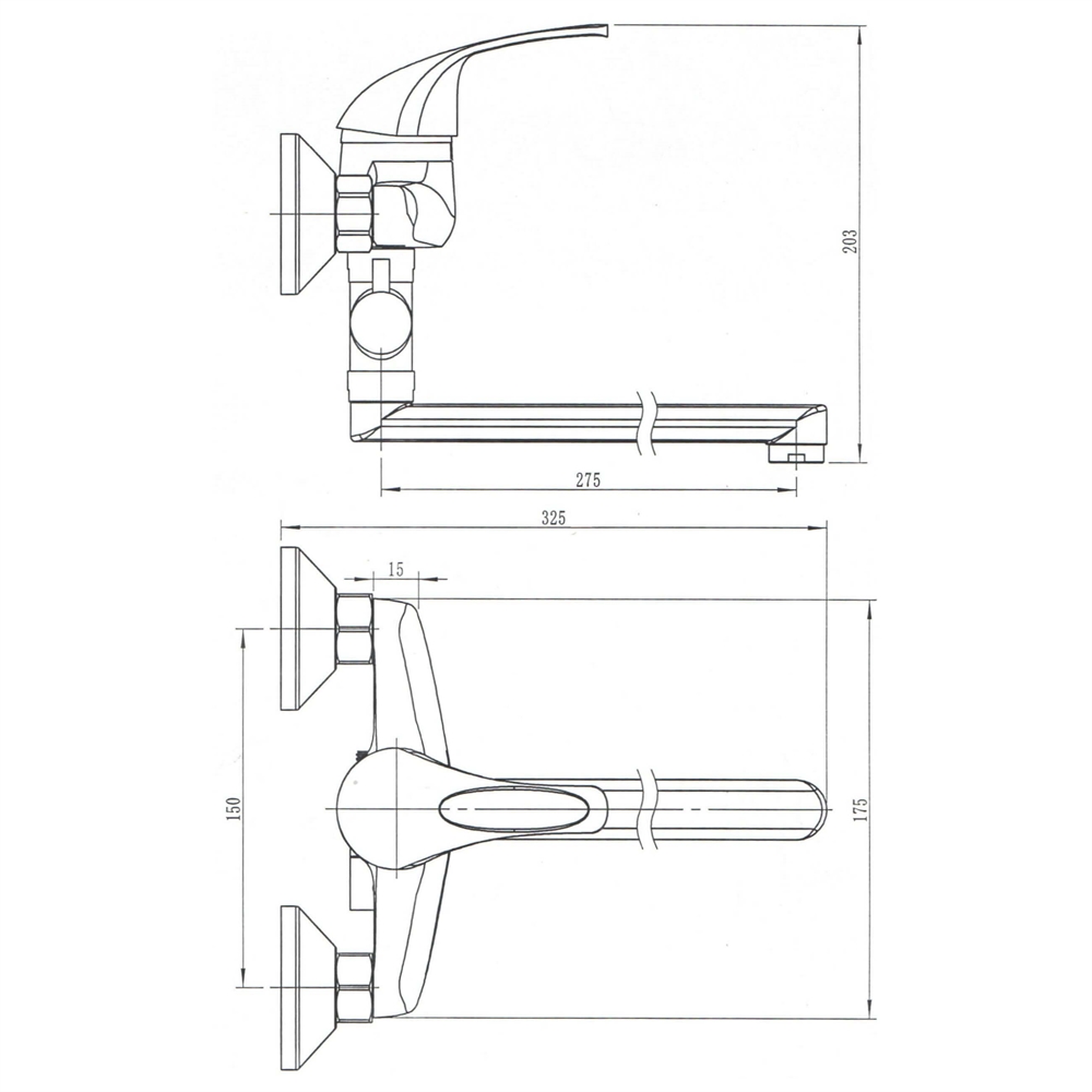 Смеситель универсальный с плоским изливом и переключателем для душа Ligeya L2104 т тт000014642