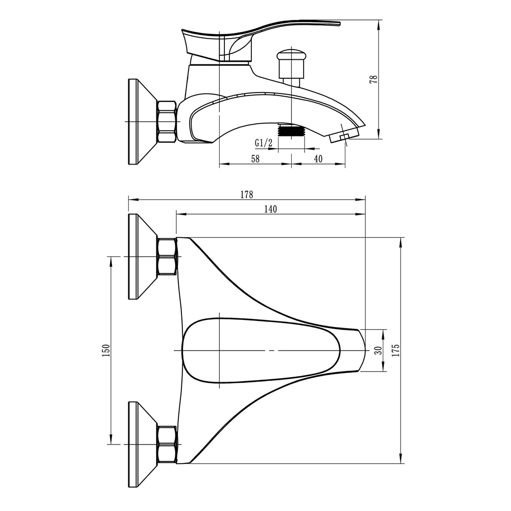 Смеситель для ванны Ligeya L3001 с коротким изливом т тт000014646