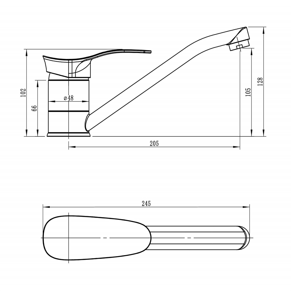 Смеситель для кухни Ligeya L4201 с длинным изливом т тт000014658