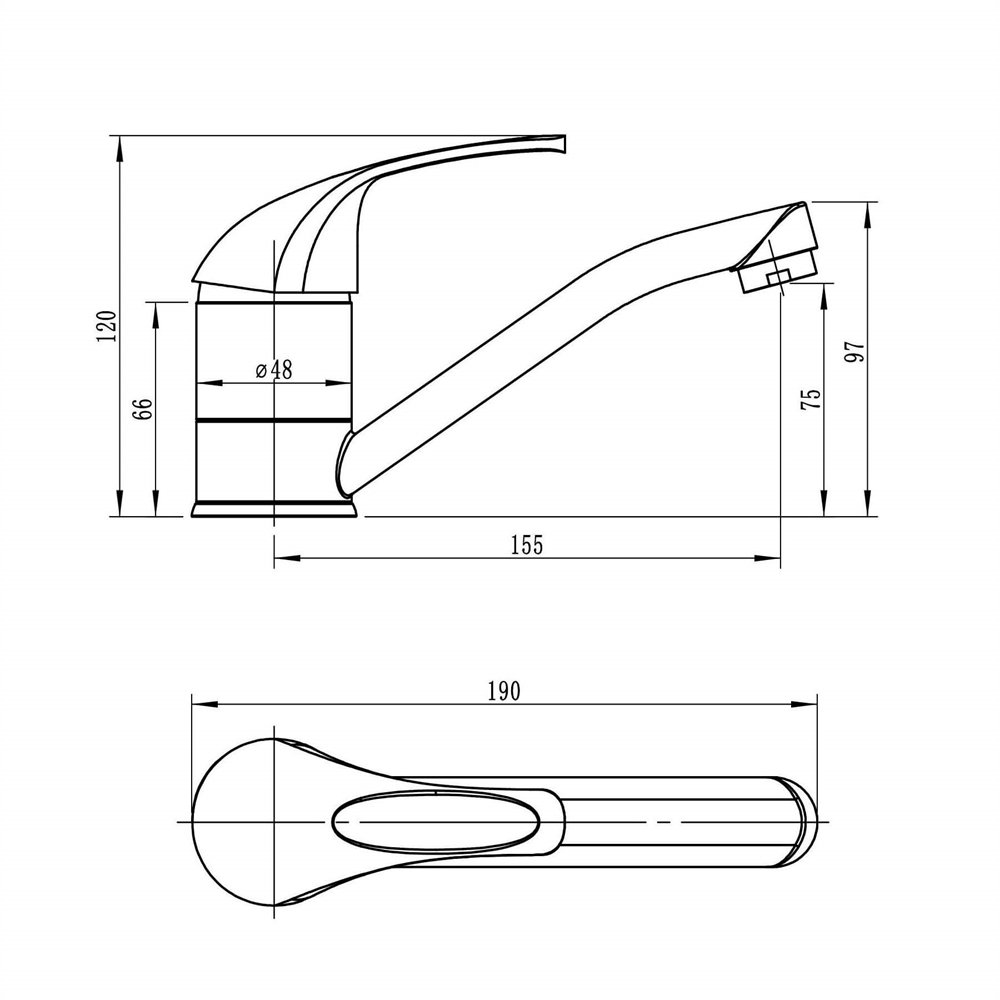 Смеситель для кухни Ligeya L4504 с коротким изливом т тт000014661