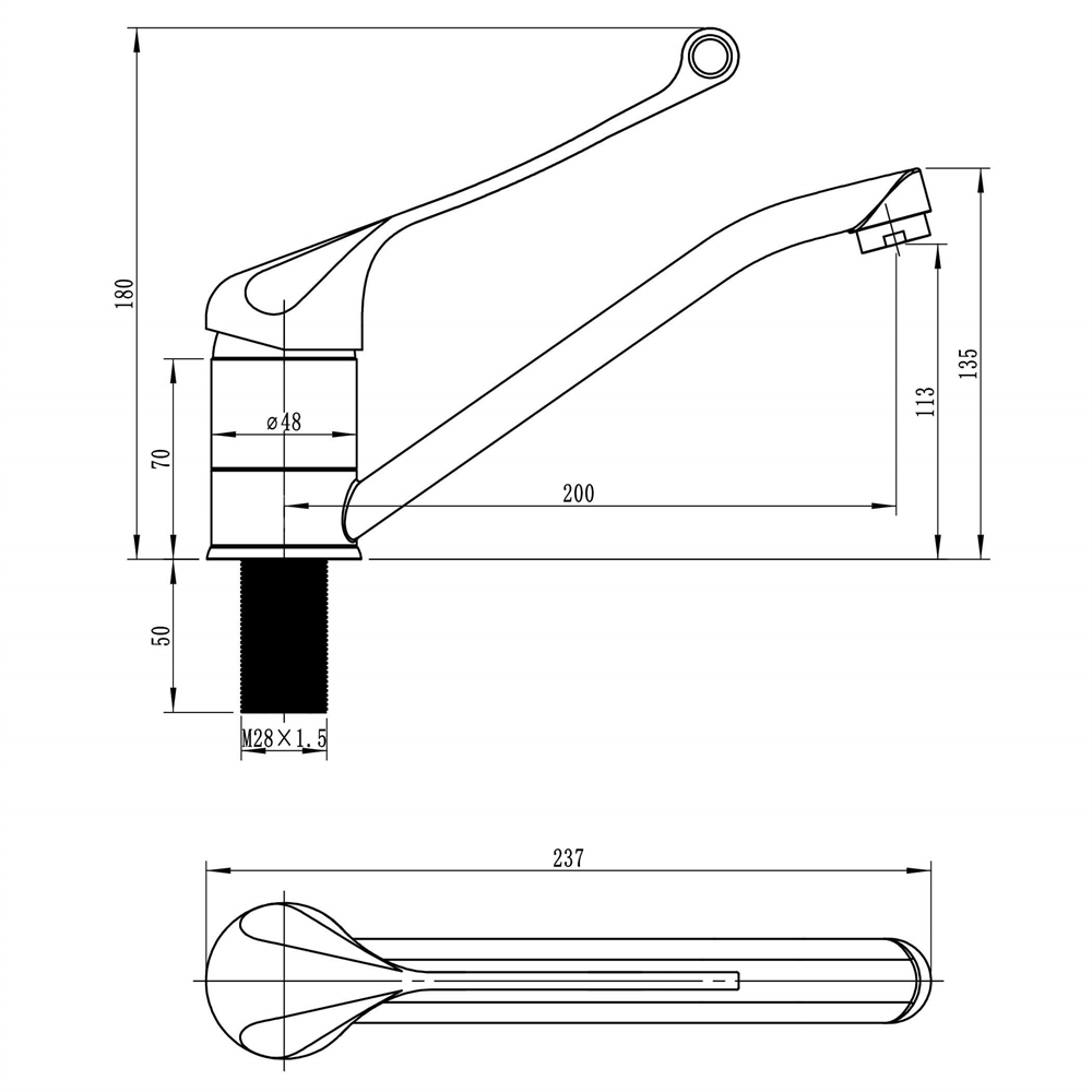 Смеситель для кухни Ligeya L4905 с длинным изливом с гайкой (хирургический) т тт000014662