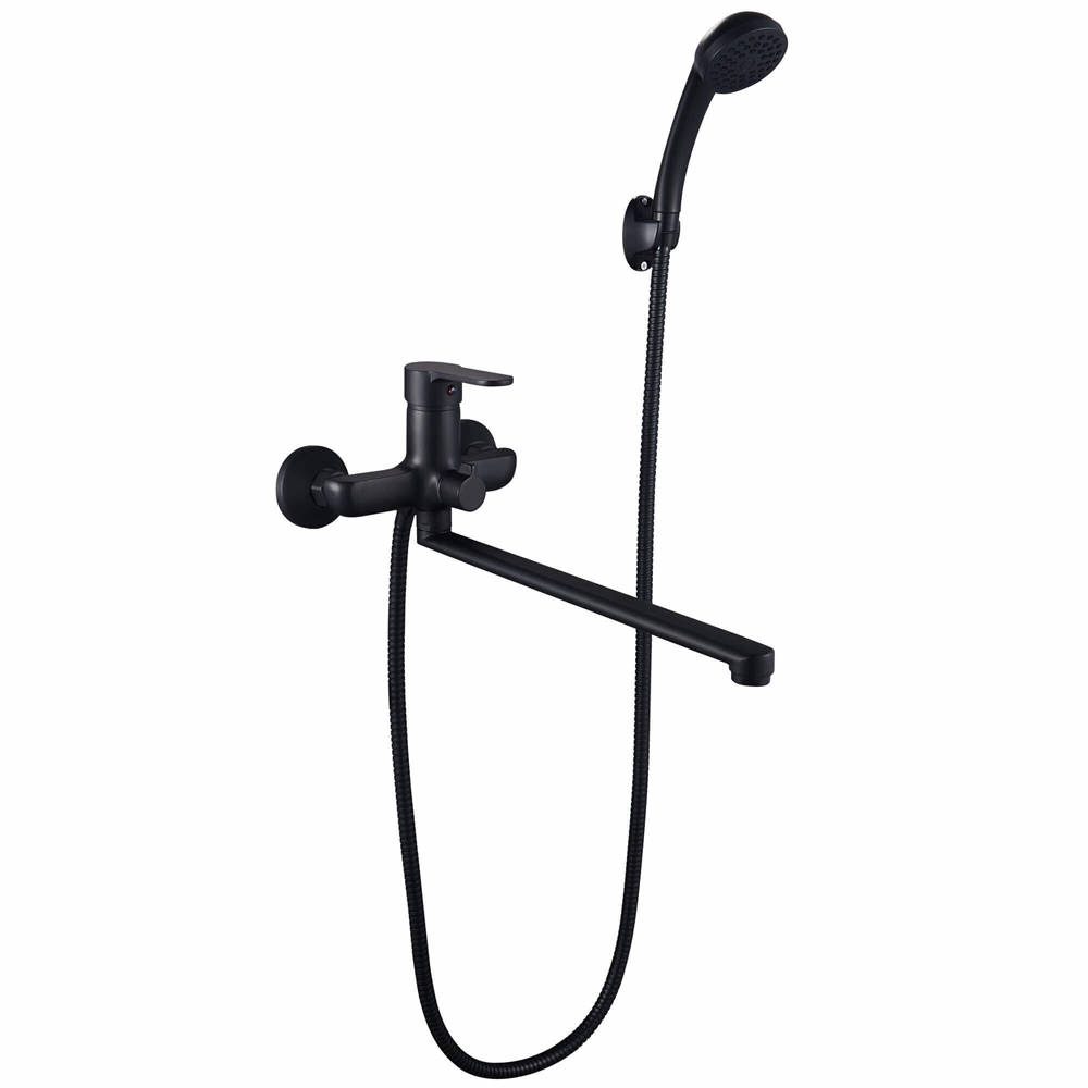 Смеситель для ванны Ligeya L9002B с душем одноручный с длинным изливом черный т тт000020037