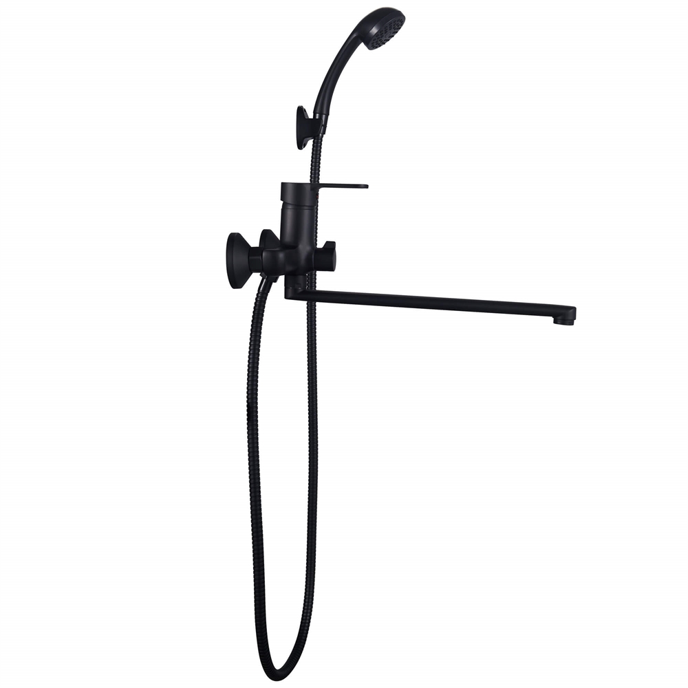 Смеситель для ванны Ligeya L9002B с душем одноручный с длинным изливом черный т тт000020037