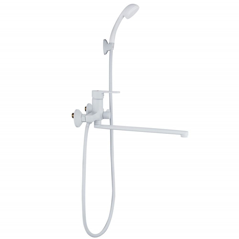 Смеситель для ванны Ligeya L9002W с душем одноручный с длинным изливом белый т тт000020038